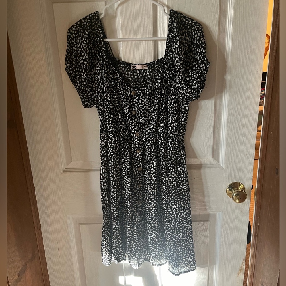 SO Black and White Floral Skater Dress